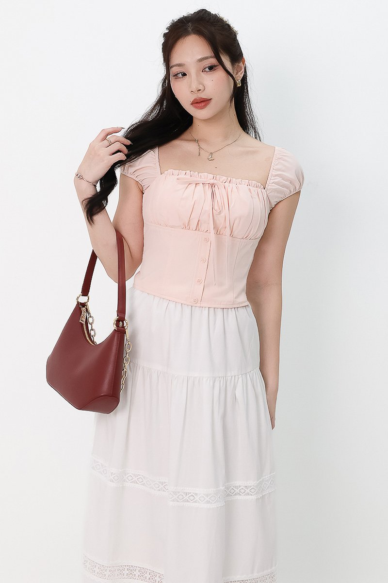 RESTOCKS | Sierra Sleeve Bustier Top in Light Blush Pink