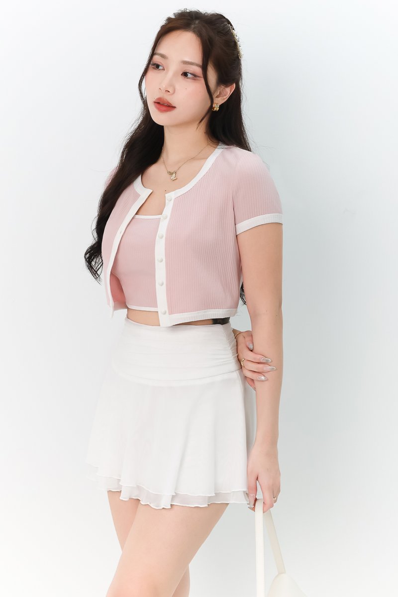 Chara Contrast 2-pc Top in Pink x White