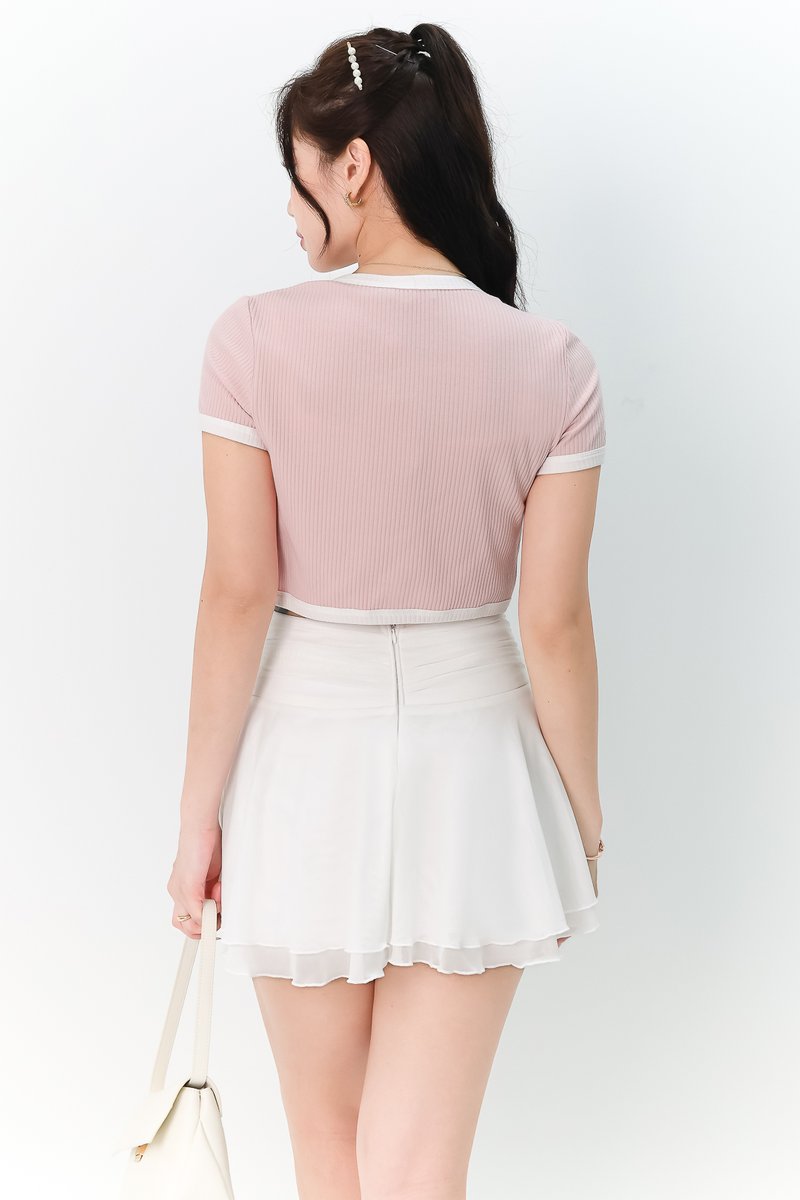 Chara Contrast 2-pc Top in Pink x White