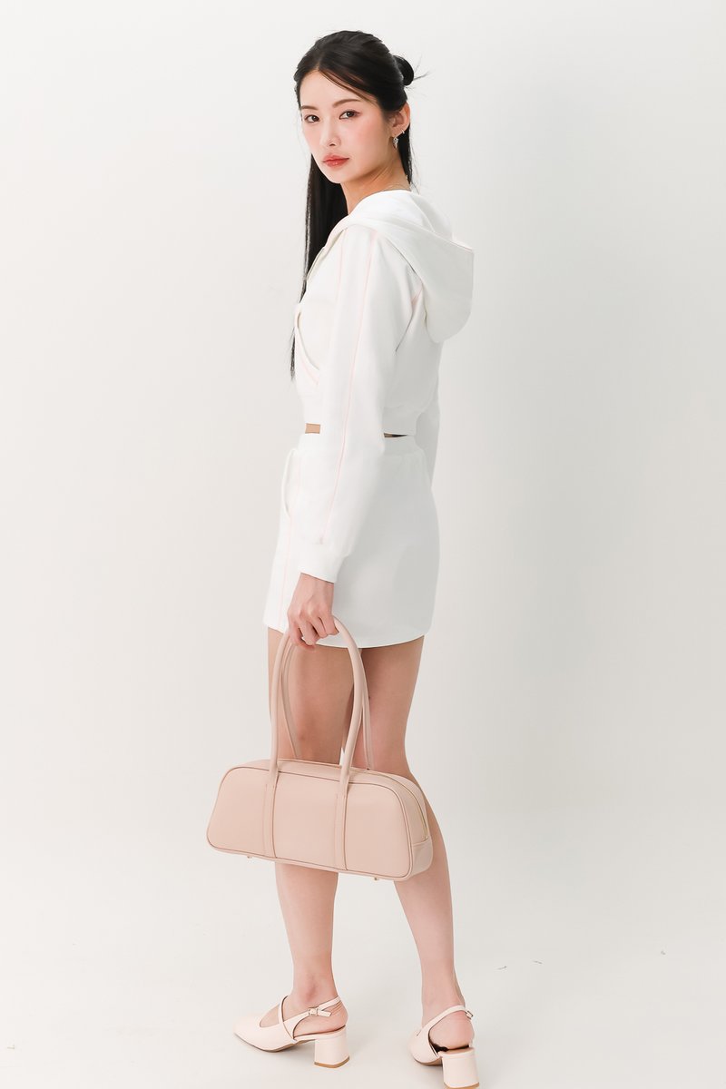Clare Contrast Co-ord Set in White x Light Pink