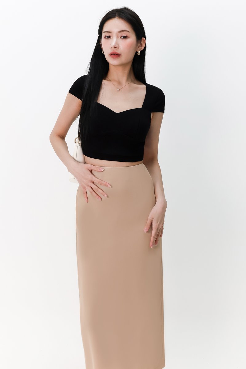 DEFECT | Meline Midi Skirt in Light Brown in XXS
