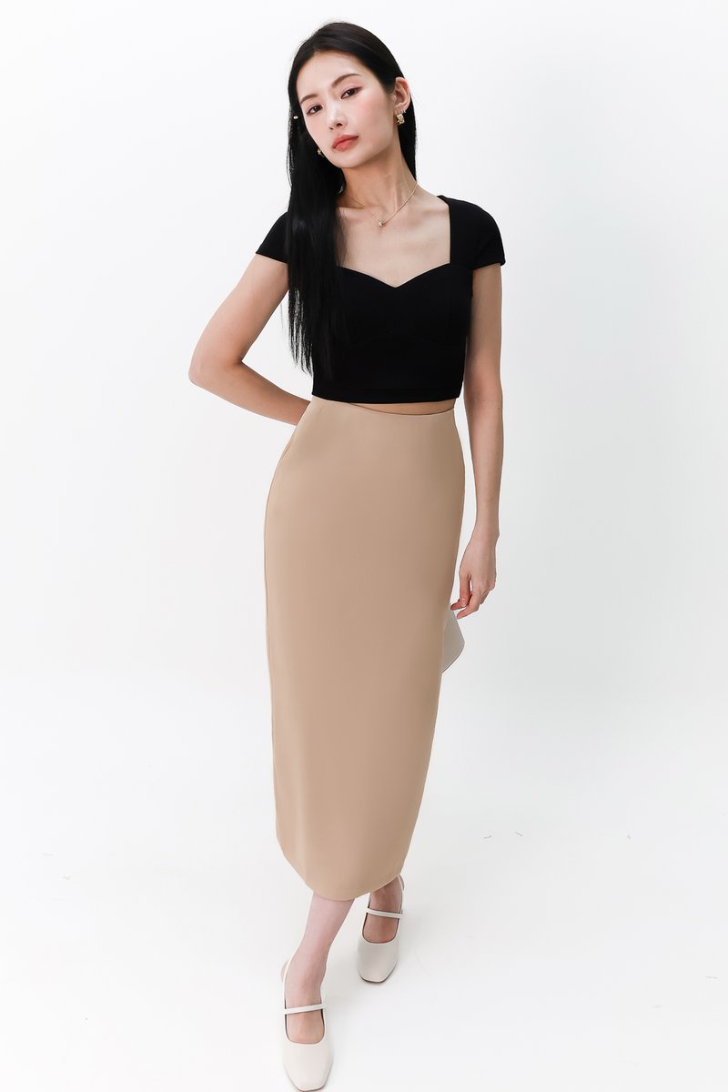 DEFECT | Meline Midi Skirt in Light Brown in L
