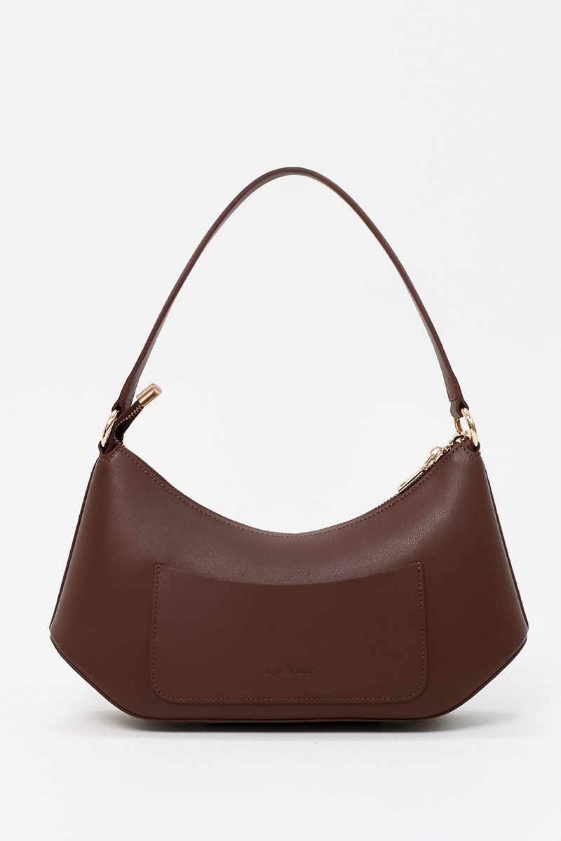 Cheyenne Chain Rounded Shoulder Bag in Dark Brown