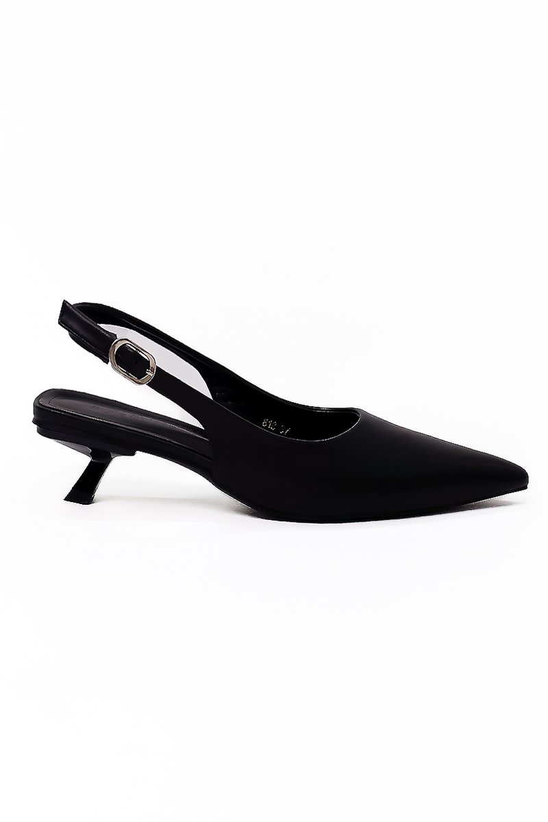 Perryn PU Leather Slingback Heels in Black