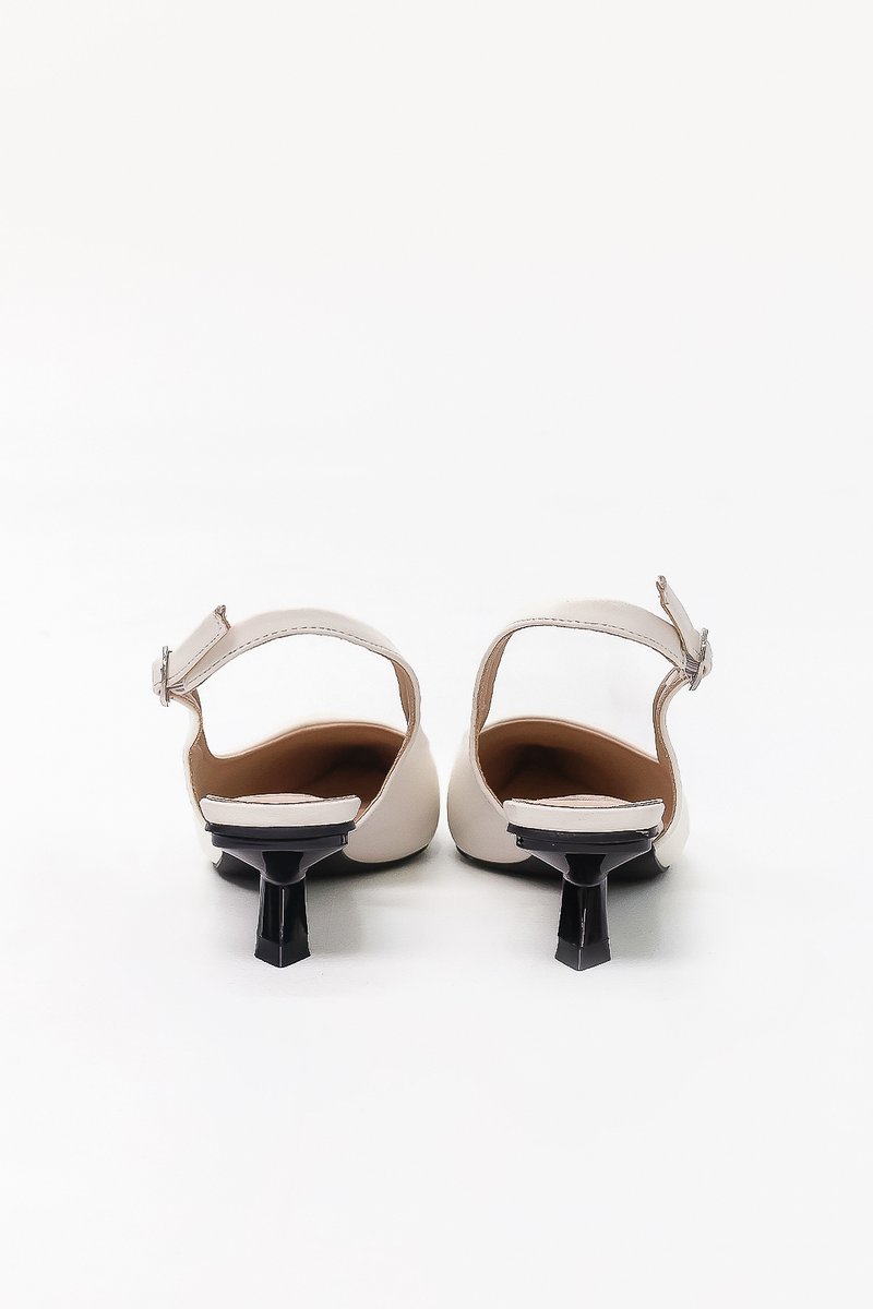 Perryn PU Leather Slingback Heels in White