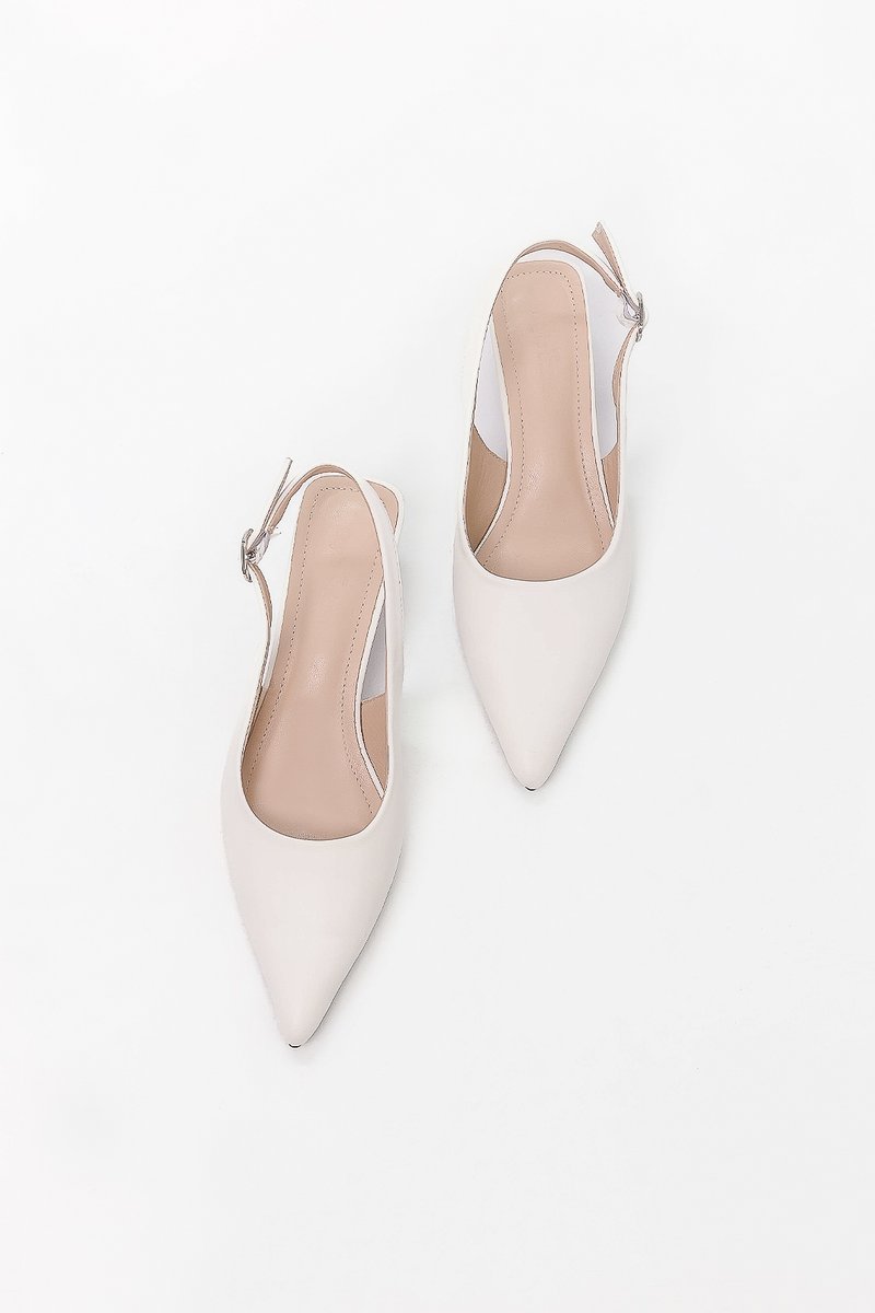 Perryn PU Leather Slingback Heels in White
