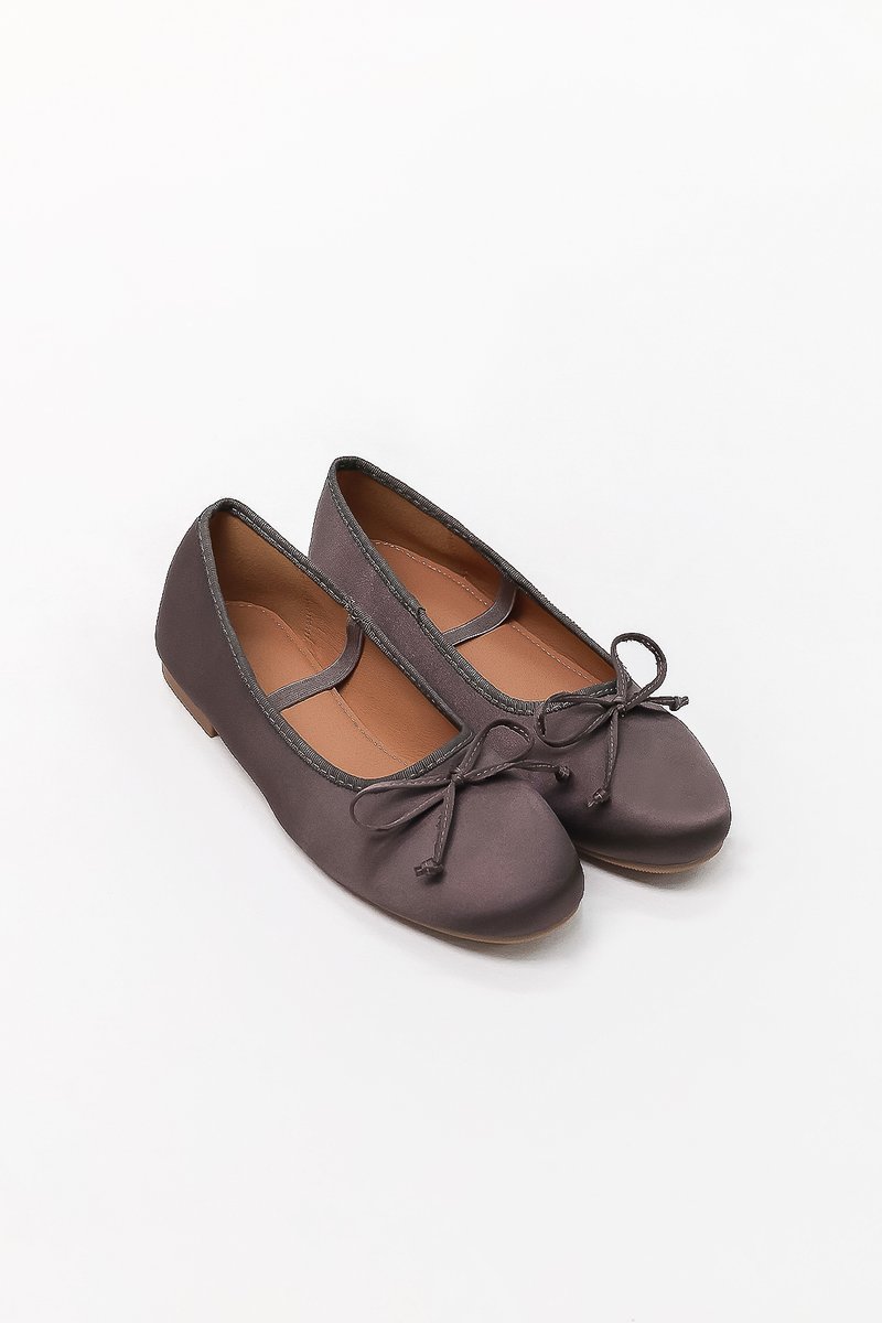 Ballerina Ballet Satin Flats in Gunmetal