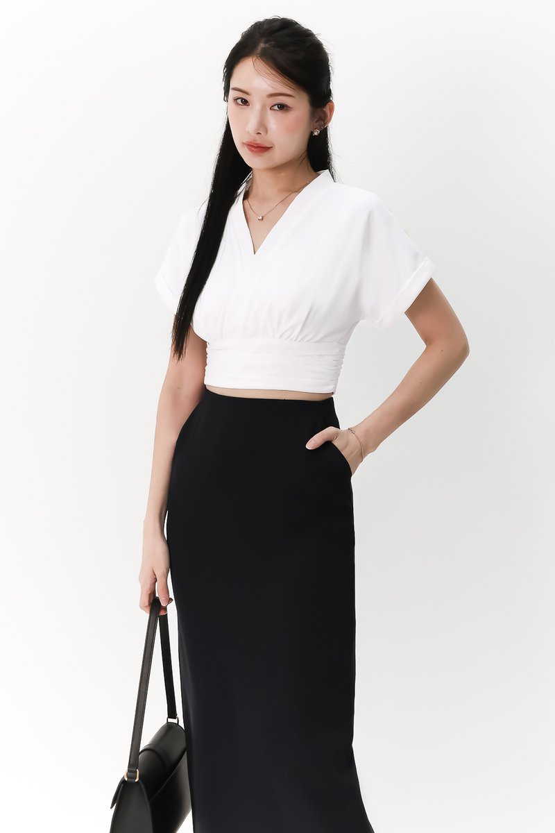 DEFECT | Sandy Sleeved Top in White in XL