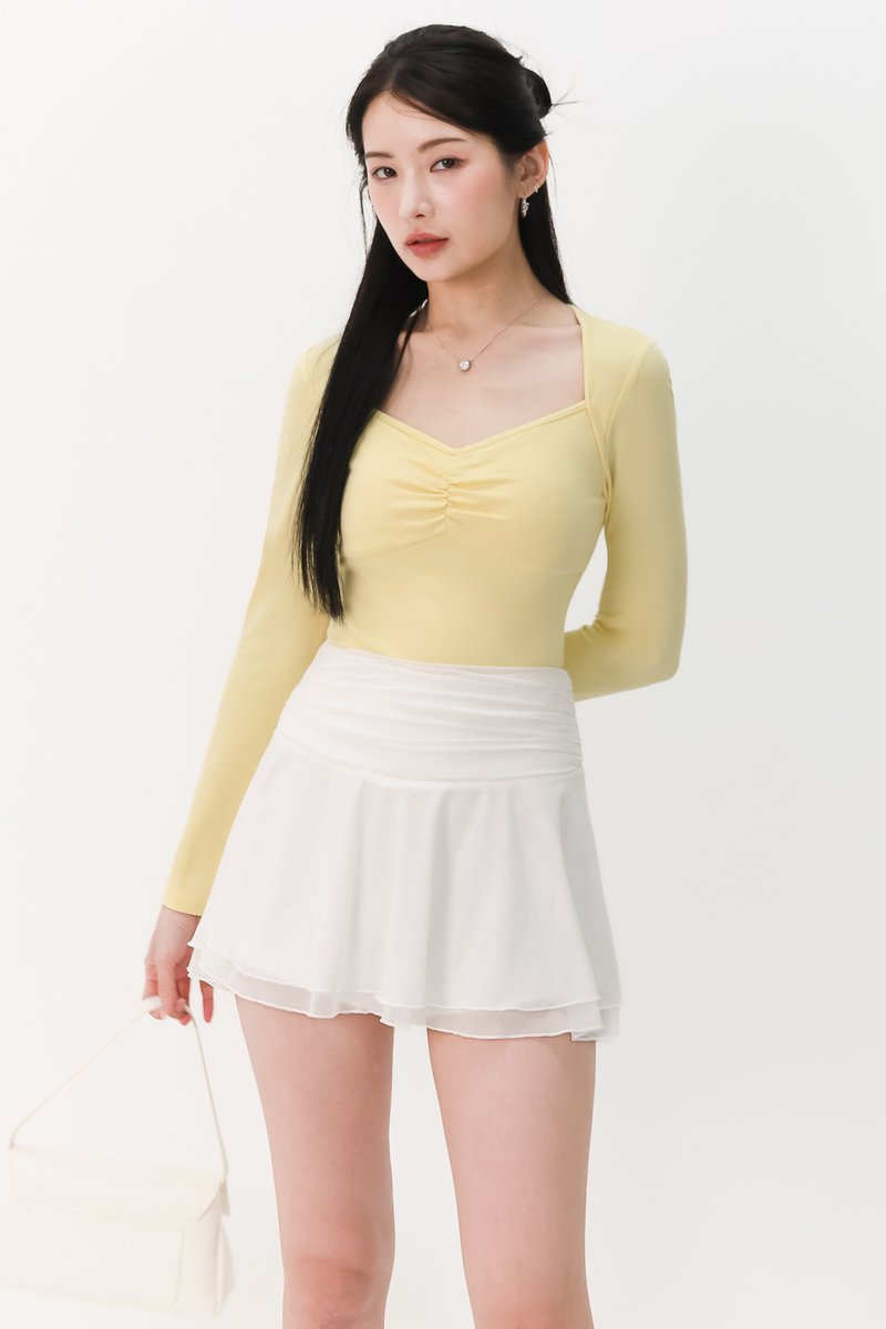 Soleil Sleeved Padded Top V2 in Yellow
