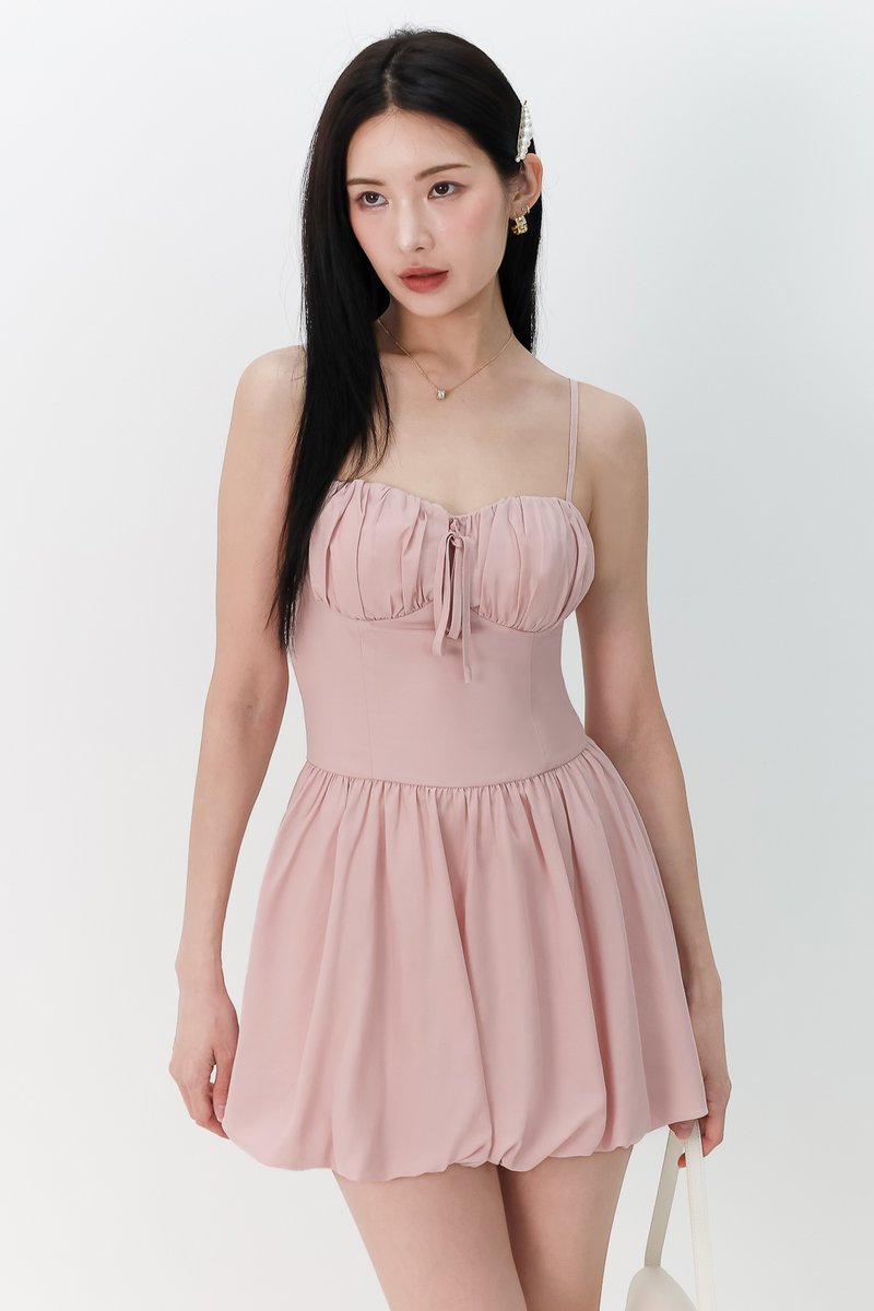 Bella Bustier Bubble Romper Dress in Pink