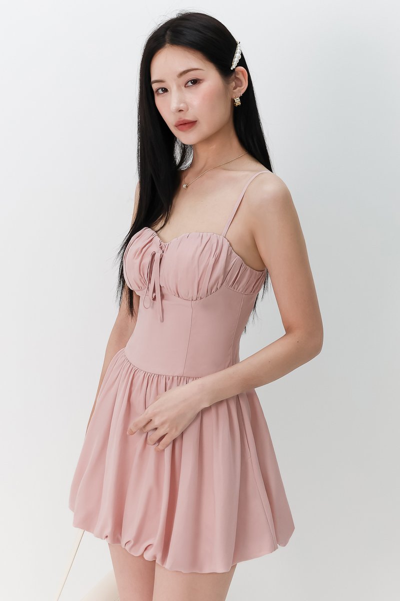 Bella Bustier Bubble Romper Dress in Pink