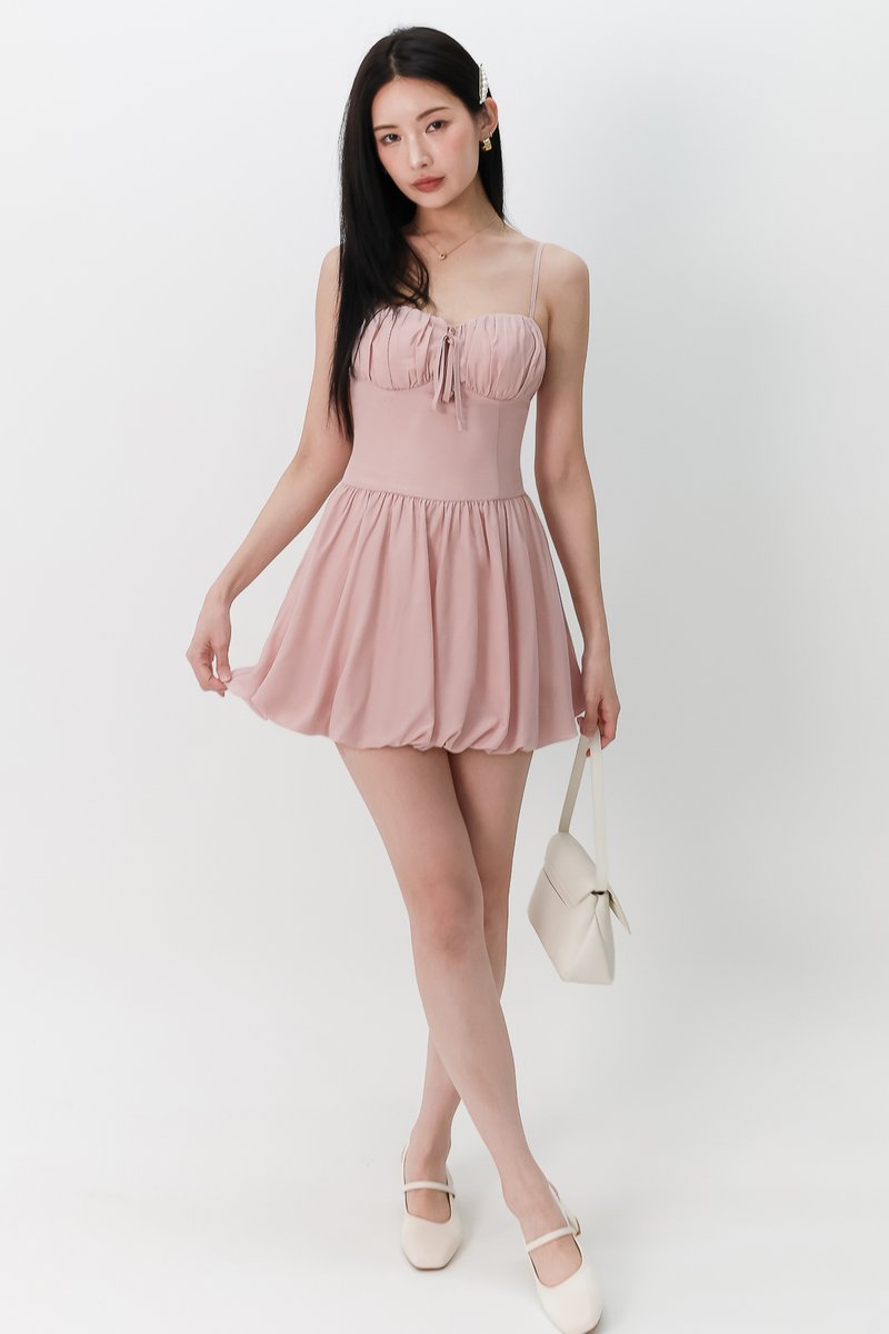 Bella Bustier Bubble Romper Dress in Pink