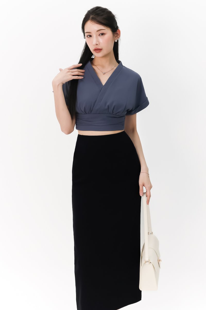Sandy Sleeved Top in Steel Blue