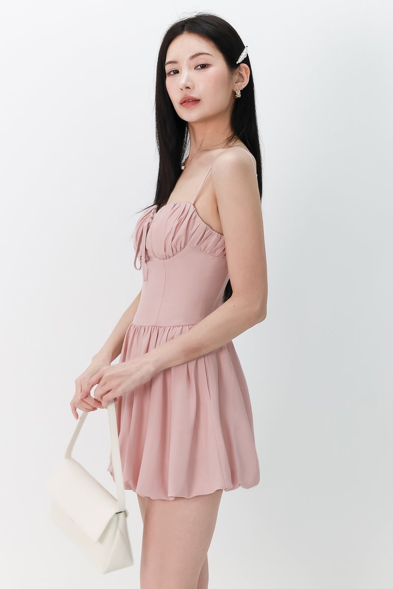 Bella Bustier Bubble Romper Dress in Pink