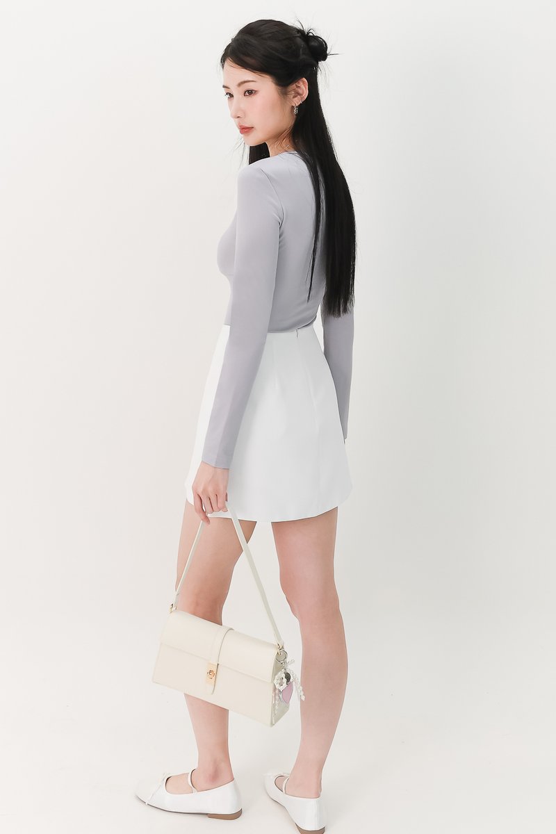Soleil Sleeved Padded Top V2 in Grey Blue