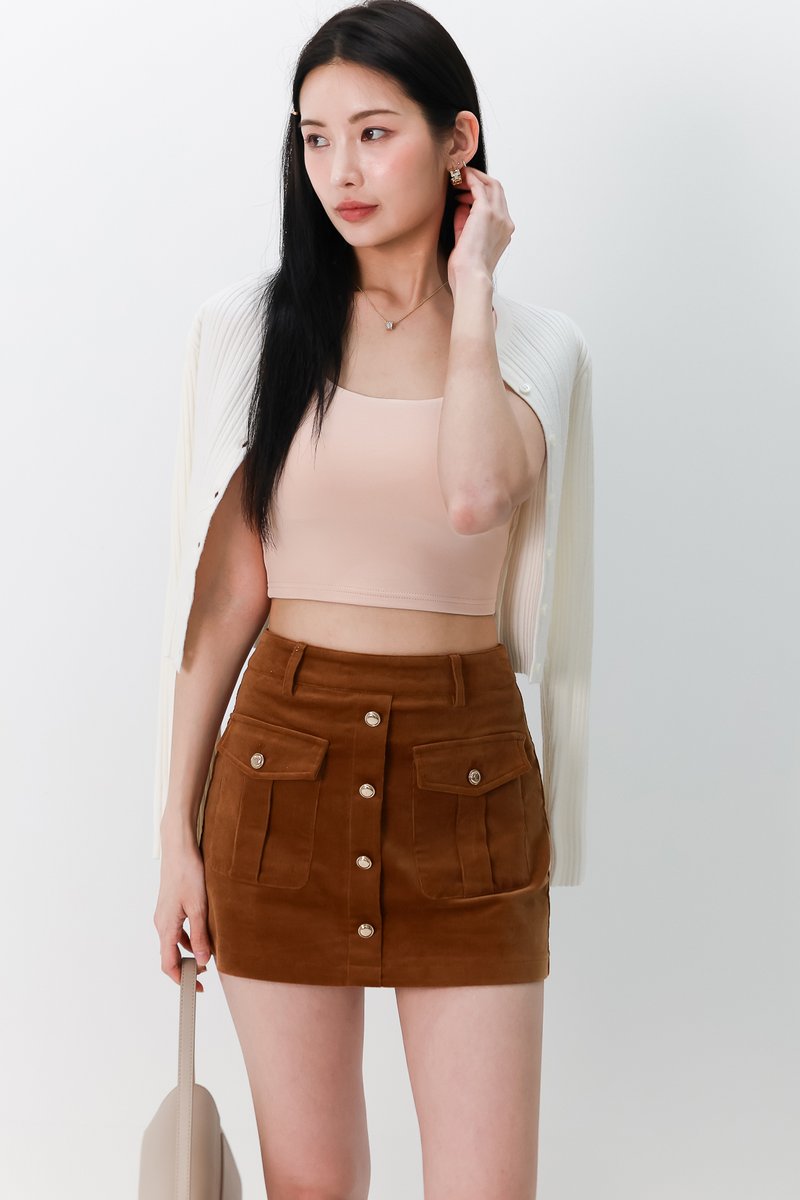 Carrie Cropped Tank Top in Blush