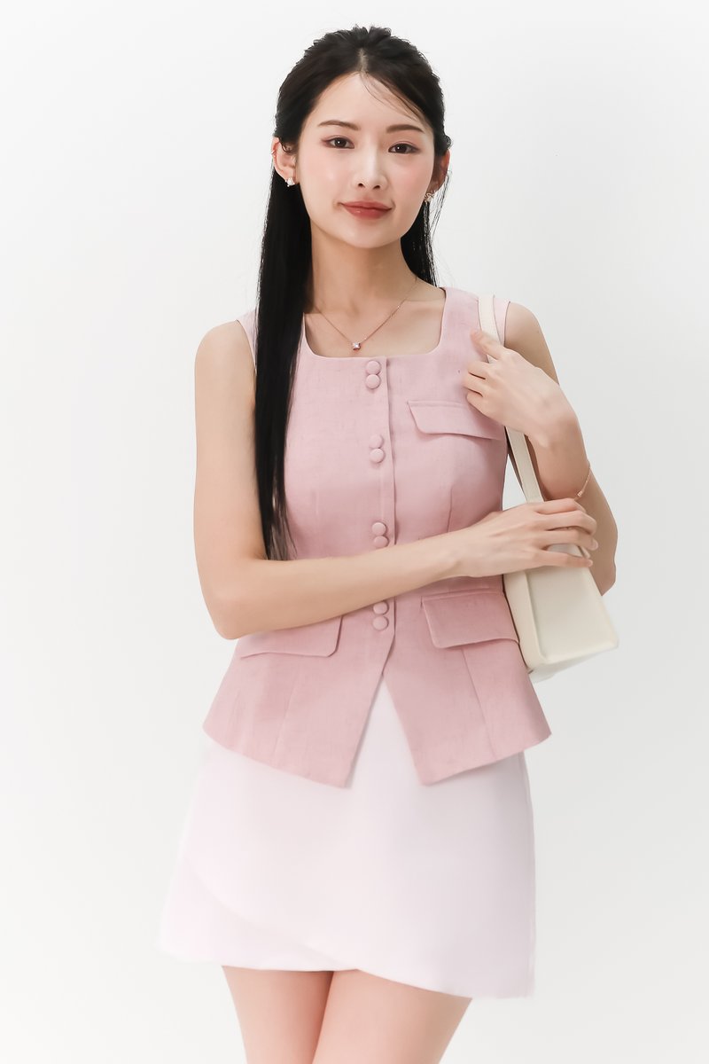 Veldra Vest Top in Light Pink