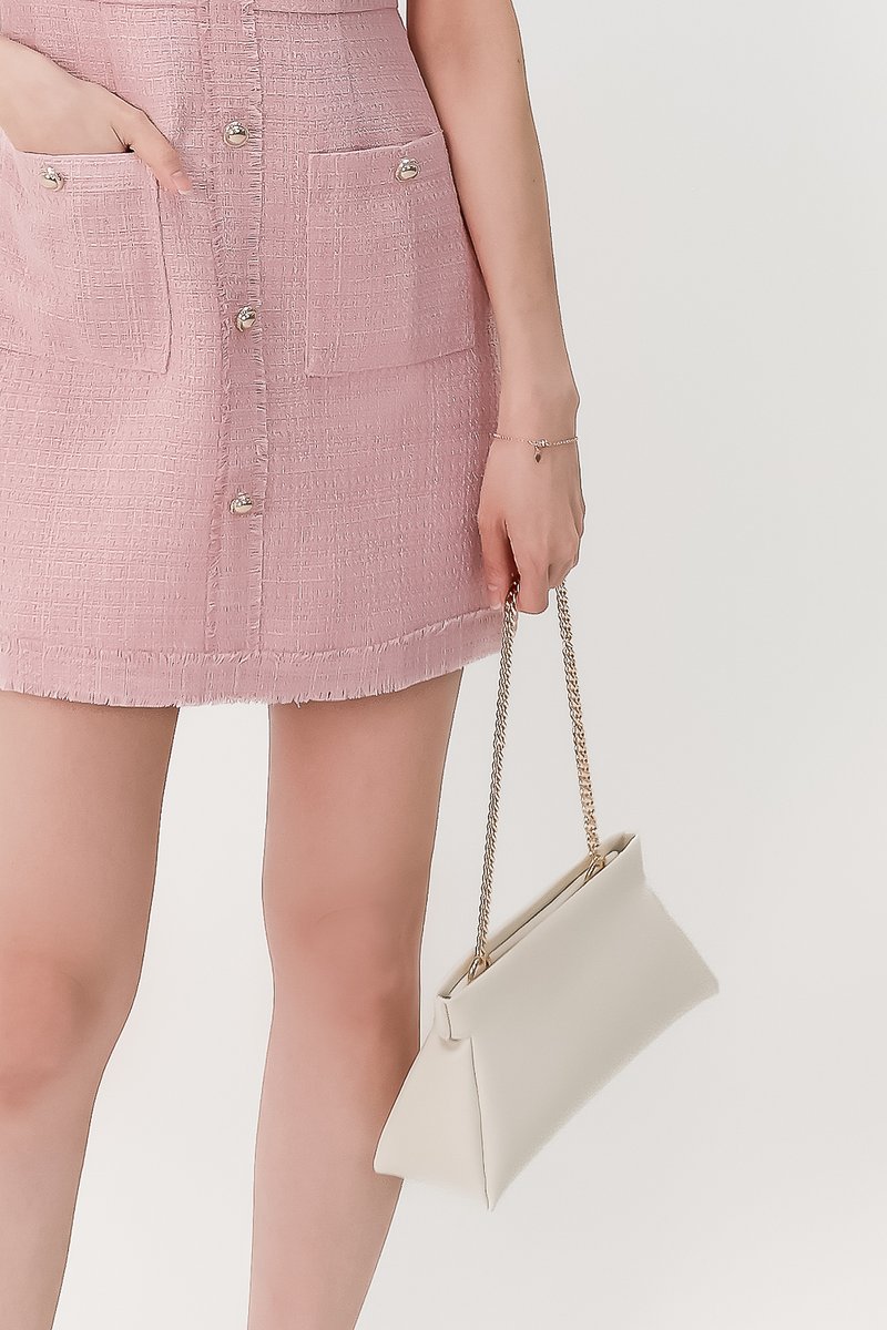 Calyn Chain Shoulder Bag in Cream White
