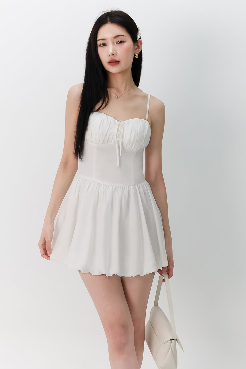 Bella Bustier Bubble Romper Dress in White Bella Bustier Bubble Romper Dress in White