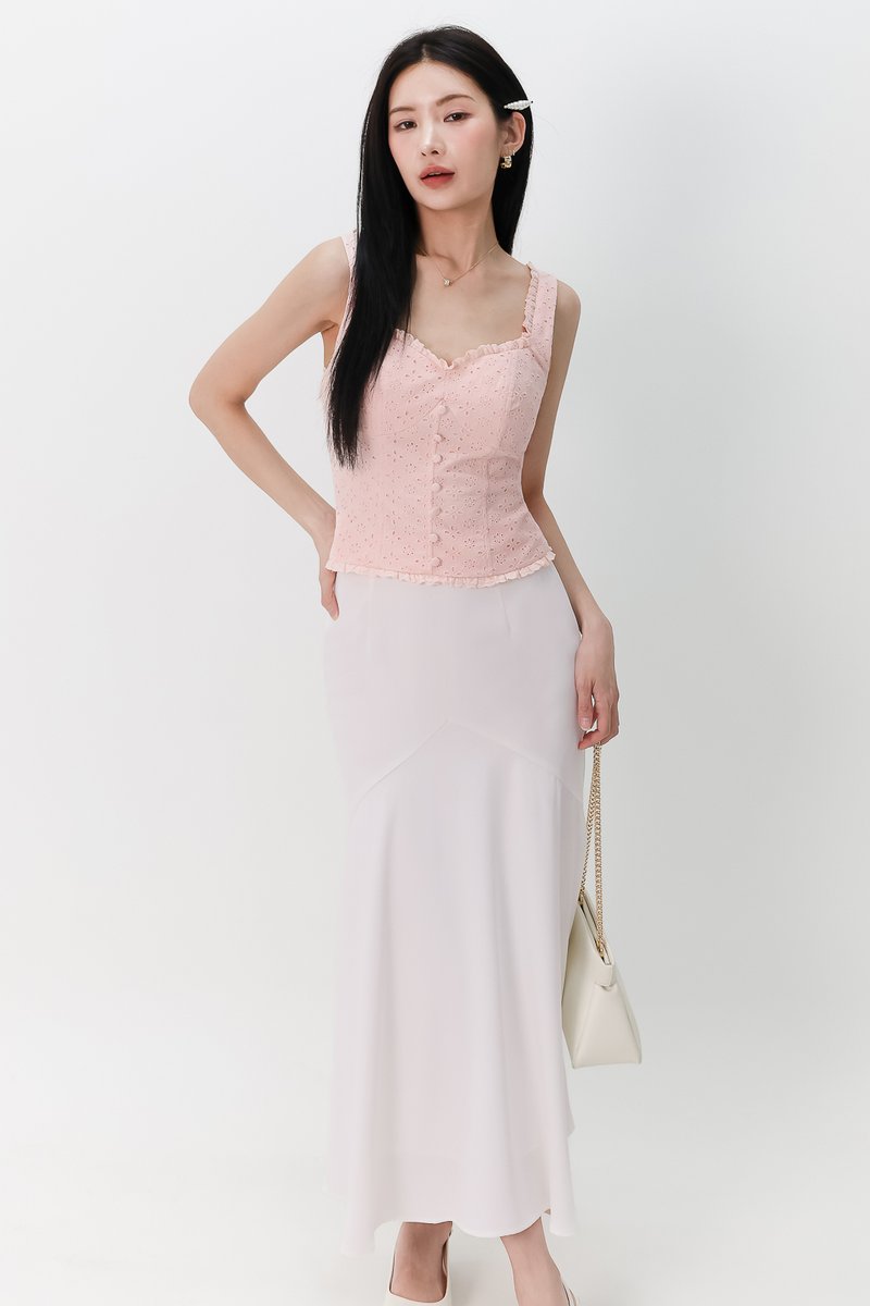 Edrina Eyelet Top in Light Pink