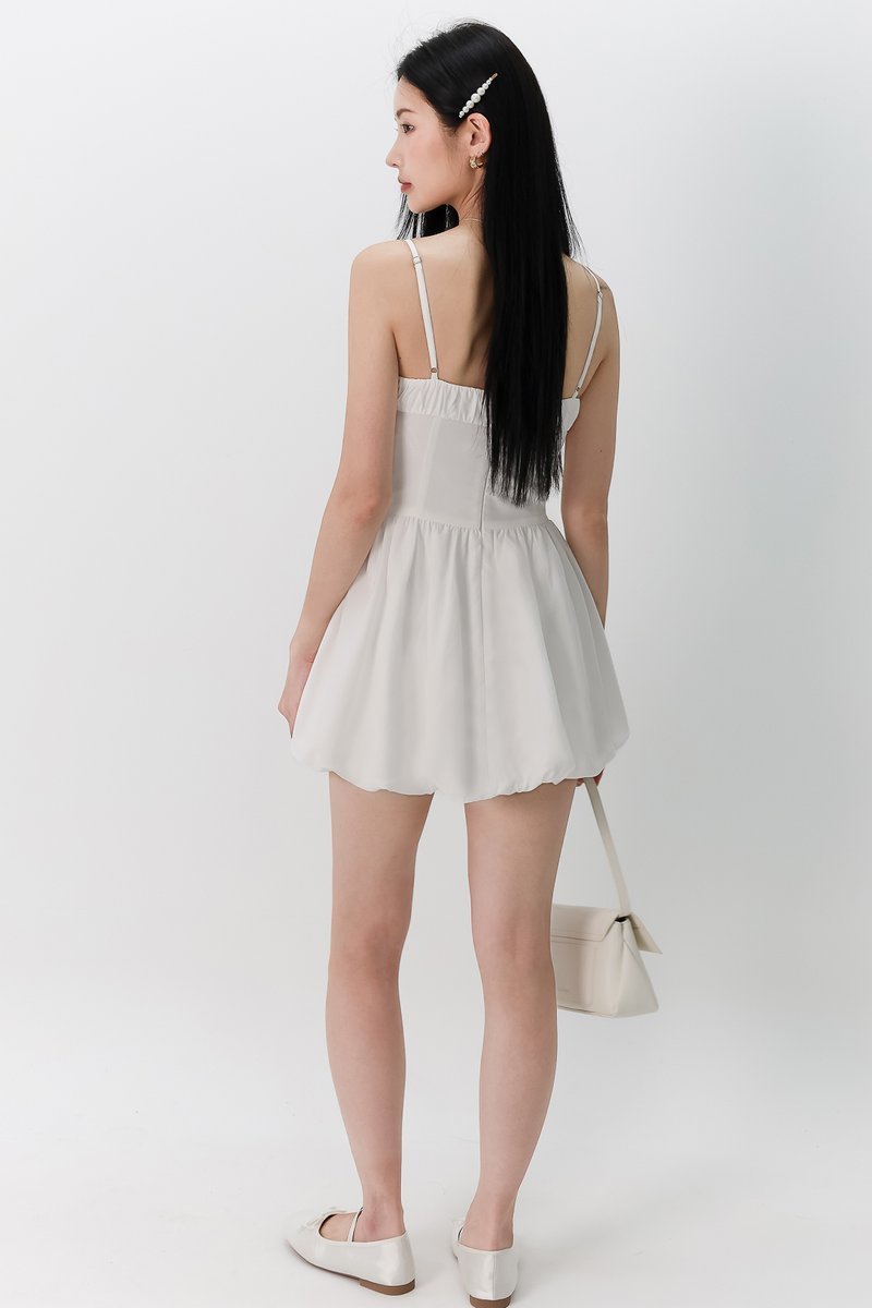 Bella Bustier Bubble Romper Dress in White Bella Bustier Bubble Romper Dress in White