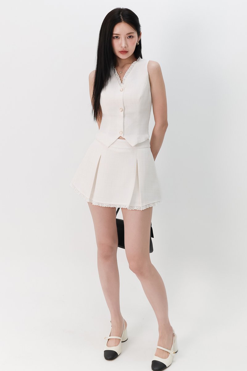 Tennie Tweed Co-ord Set in White