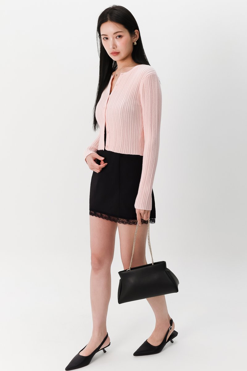 Brielle Button Up Knit Cardigan in Blush Pink