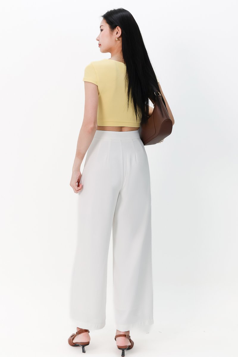 Seidra Sweetheart Sleeve Cropped Top in Yellow