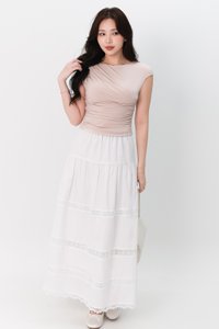 DEFECT | Charlotte Co-ord Crochet Trim Midaxi Skirt in White in XXS
