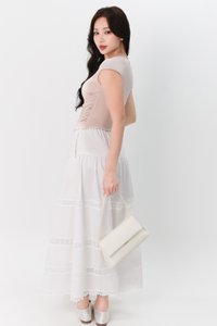 DEFECT | Charlotte Co-ord Crochet Trim Midaxi Skirt in White in XXS