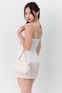 Scarlet Sweetheart Button Top in White