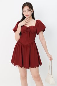 Brenlyn Bustier Romper Dress in Dark Red Brenlyn Bustier Romper Dress in Dark Red