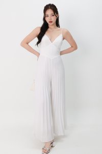 Paitlyn Pleated Jumpsuit in White Paitlyn Pleated Jumpsuit in White