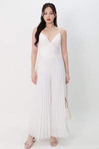 Paitlyn Pleated Jumpsuit in White Paitlyn Pleated Jumpsuit in White