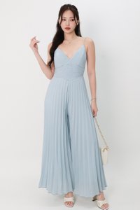 Paitlyn Pleated Jumpsuit in Tiffany Blue