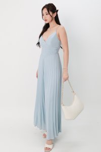 Paitlyn Pleated Jumpsuit in Tiffany Blue