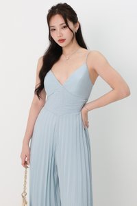 Paitlyn Pleated Jumpsuit in Tiffany Blue