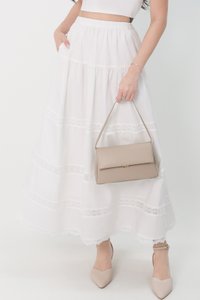 DEFECT | Charlotte Co-ord Crochet Trim Midaxi Skirt in White in XXS