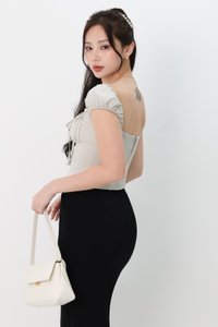 Sierra Sleeve Bustier Top in Fog Grey Sierra Sleeve Bustier Top in Fog Grey