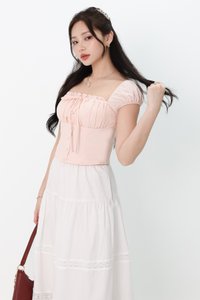 RESTOCKS | Sierra Sleeve Bustier Top in Light Blush Pink