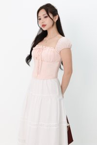 RESTOCKS | Sierra Sleeve Bustier Top in Light Blush Pink