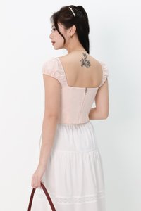 RESTOCKS | Sierra Sleeve Bustier Top in Light Blush Pink
