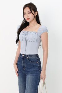 RESTOCKS 2 | Sierra Sleeve Bustier Top in Light Blue RESTOCKS 2 | Sierra Sleeve Bustier Top in Light Blue