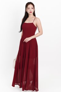 Caprina Chiffon Maxi Dress in Maroon