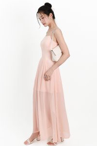 Caprina Chiffon Maxi Dress in Light Peach Pink Caprina Chiffon Maxi Dress in Light Peach Pink