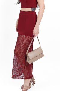 Lexi Lace Cheongsam Co-ord Set in Dark Red Lexi Lace Cheongsam Co-ord Set in Dark Red