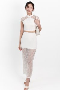 Lexi Lace Cheongsam Co-ord Set in White Lexi Lace Cheongsam Co-ord Set in White