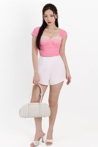 Gemma Gradient Mesh Bustier Top in Barbie Pink Gemma Gradient Mesh Bustier Top in Barbie Pink