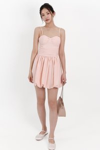 Bianca Bustier Bubble Hem Romper Dress in Light Pink