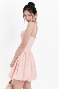 Bianca Bustier Bubble Hem Romper Dress in Light Pink